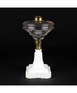 Atterbury White Gems Base with Wheeling Reverse Oil Lamp , Antique c1870... - £47.07 GBP