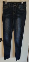 Womens 1 Rock &amp; Royal Dark Blue Indigo Distressed Skinny Denim Jeans - £14.79 GBP