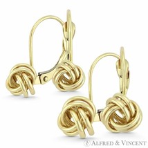 8mm or 10mm Love Knot Charm Leverback Drop/Dangle Earrings in 14k Yellow Gold - £138.11 GBP+