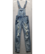 Dollhouse Overalls Bibs Women Size 5 Blue Denim Distressed Adjustable An... - $459.64 MXN