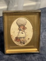Vintage Holly Hobbie 3D Picture -Layered Paper- Gold Frame 5x5.75” Stand or Hang - £6.12 GBP