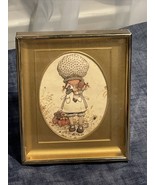 Vintage Holly Hobbie 3D Picture -Layered Paper- Gold Frame 5x5.75” Stand... - £6.04 GBP