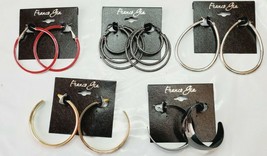 Franco Gia Earrings 5 Pair Hoops Metallic Red Orange Silver Tone   #21 New - £21.99 GBP