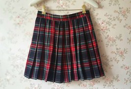 Red Short Plaid Skirt Outfit Women Girl Pleated Plaid Skirt image 2