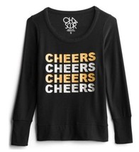 New Anthropologie Chaser CHEERS Graphic Pullover  $78 SMALL Black CHRIST... - £28.31 GBP