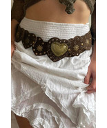 Coffee Vintage Heart Rivet Belt - $247.93 MXN
