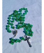 Emerald Blessing – 8mm Crackle Green Glass Rosary with Silver Crucifix  A33 - $29.69