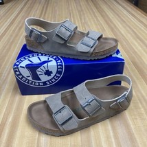 Birkenstock Milano Sandals Men&#39;s 9 US / 42 EU Regula Gray Taupe Birko-Flor - $89.99