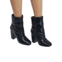 VINTAGE 1990's MATTEL BARBIE BLACK SHORT ANKLE RUBBER BOOTS HEELS SHOES - $6.65