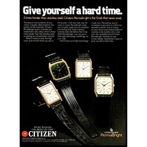 1982 Citizen Permabright Quartz Watch Vintage Print Ad Jewelry Leather Wall Art - £8.19 GBP