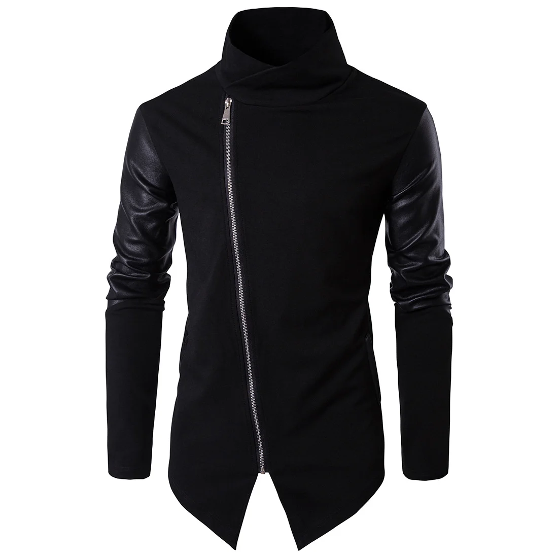 Men Cotton Spring Slim  PU Leather Jacket Stand Collar Casual Coat Mens Zip Up W - £221.21 GBP