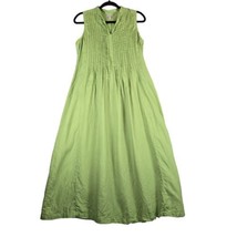 J Jill Womens Small Shift Dress Green 100% Linen Sleeveless Maxi Pintuck Pleats - £22.61 GBP