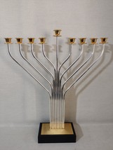 Fine Massive Judaica Chanukah Menorah 24K Gold- and Silver-Plated Brass, H 50 cm - £205.71 GBP