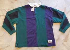 VTG Gap Rugby Shirt Mens XL Green Blue Long Sleeve Polo Cotton Preppy 90s NOS - £39.35 GBP