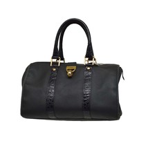 Gianfranco Ferre Blue Canvas Leather Croco Trim Satchel Top Handles Bag ... - $147.51