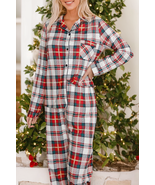 Red Christmas Plaid Print Two Piece Long Sleeve Pajamas Set - $52.47 CAD