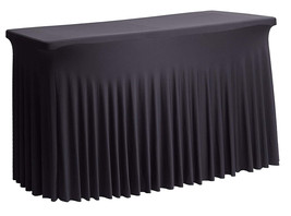 Tektrum 4 ft Long Stretch Spandex Tablecloth/Fit Linen/Fitted Table Skirt(Black) - £27.22 GBP