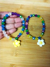 Faceted glass beads soft rainbow tones, any occasion Bracelet for her, B... - $186.81 MXN