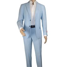 Men's ENZO Linen Spring Summer Suit Light Weight Breathable E58302-9 Light Blue image 2