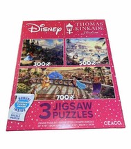 Thomas Kinkade Puzzle Disney Ceaco 3 Puzzle Set 300, 500, 700 Jigsaw  - $29.99