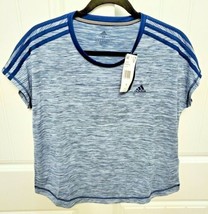 adidas Womens Short Sleeves Climalite Striped T-Shirt color Legmar Size M - £20.76 GBP