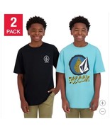 Volcom Boys Girls T-Shirts Black Blue 2-Pack Short Sleeves Crewneck Tagless - $32.99
