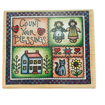 Count Your Blessings Country Patchwork Rubber Stampede A1775H Vintage 1990s - £6.92 GBP