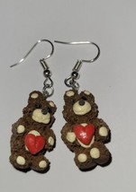 Bear Earrings SILVER Wire Valentine  Hearts Animals - £6.71 GBP