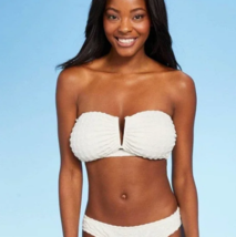 Women&#39;s Gingham Textured V-Wire Bandeau Bikini Top - Kona Sol White D/DD... - $13.99