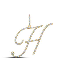 10kt Yellow Gold Womens Round Diamond H Initial Letter Pendant 5/8 Cttw - £378.80 GBP