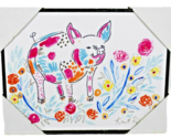 Decorative Pig and Flowers Wall Art Wooden Frame 11 x 14 inches New - $18.32