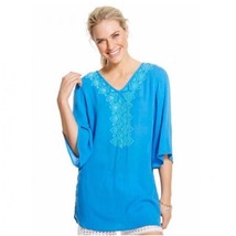 NWT LILLY PULITZER for Target Blue Embroidered Tunic TOP XS S Gauze Rayon - $22.00