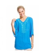 NWT LILLY PULITZER for Target Blue Embroidered Tunic TOP XS S Gauze Rayon - $30.34 CAD