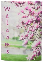 Welcome Garden Flag Pink Dogwood Tree Double Sided Yard Banner Flag Emotes N - £10.82 GBP