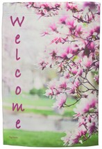 Welcome Garden Flag Pink Dogwood Tree Double Sided Yard Banner Flag Emot... - £10.63 GBP