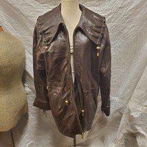 Syma by Pano Sereti Women&#39;s Brown Leather Jacket with Liner, Size M - $148.49