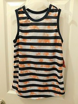 Wonder Nation Boys Tank Top MEDIUM (8) Blue Stripe W Orange Tie Dye New - £7.74 GBP