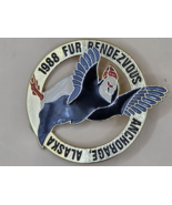 ANCHORAGE ALASKA-&quot;Fur Rendezvous 1988-Colored-Rondy-Metal-AK Puffin-1 3/... - $13.01