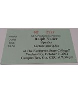 Ralph Nader 2002 Evergreen State College Ticket Stub VG Olympia, Washington - $147.93 MXN