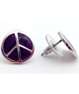 Lauren G Adams Girls 10mm Post Peace Sign Earrings in Purple Enamel EB-5... - $450.64 MXN