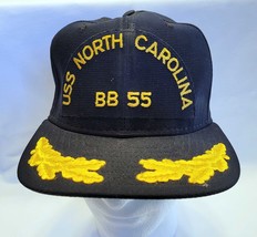 Vintage USS North Carolina BB 55 Navy Cap New Era Snapback Hat Made in USA M/L - £11.85 GBP