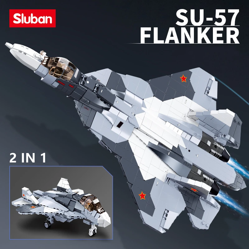 Sluban Building Block Toys Morden Military B0986 SU-57 Fighter 893PCS Bricks - £60.45 GBP