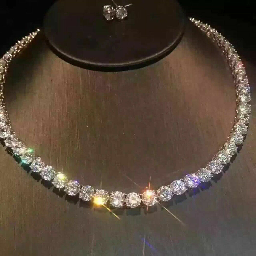 Hermoso Collar de Tenis CZ de Corte Redondo de 32 Quilates Chapado en Oro... Item image 3