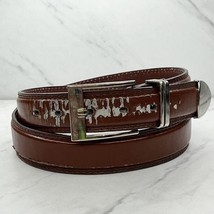 Brown Distressed Genuine Leather Belt Size 38 Mens - £10.25 GBP