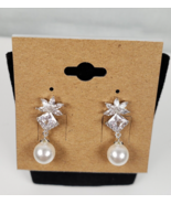 Eliza &amp; Jane 925 Sterling Silver Cubic Zirconia Spinel Dangle Pearl  Ear... - €21,15 EUR