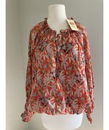 NWT Entro Top Women’s  Boho Peasant Ruffle Balloon Sleeve   Large Autumn... - $34.53 CAD