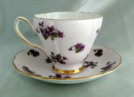 Vintage COLCLOUGH Bone China (England) Purple Violets Tea Cup &amp; Saucer, Ridgway - £15.23 GBP
