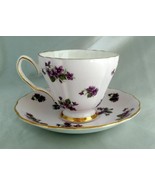 Vintage COLCLOUGH Bone China (England) Purple Violets Tea Cup &amp; Saucer, ... - $19.11