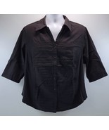 II) Zac &amp; Rachel Woman Black Pleated 3/4 Sleeve Button-Down Collar Shirt 2X - €8,46 EUR