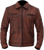 Denver Brown Distressed Lambskin Leather Jacket - Free Shipping - £116.89 GBP